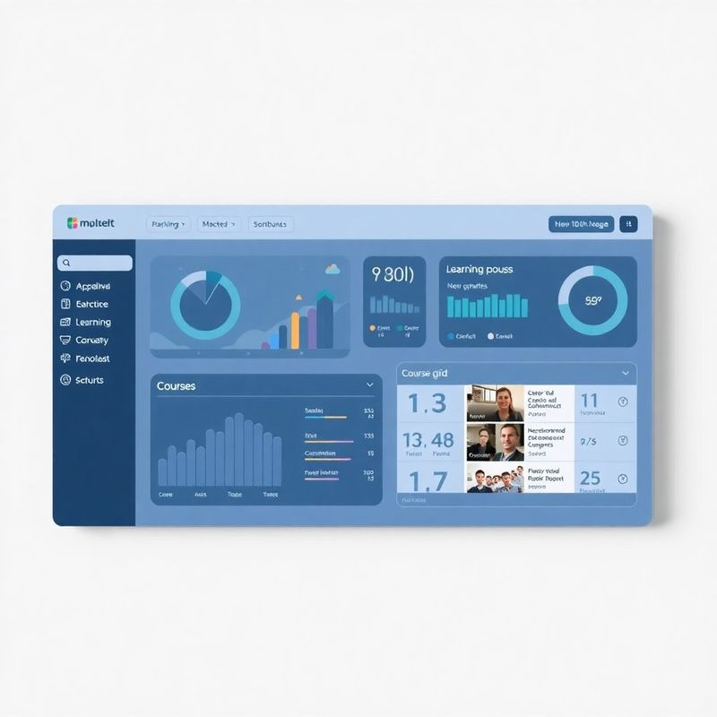 Screenshot des Learningdistrict Dashboards mit Kursfortschritten